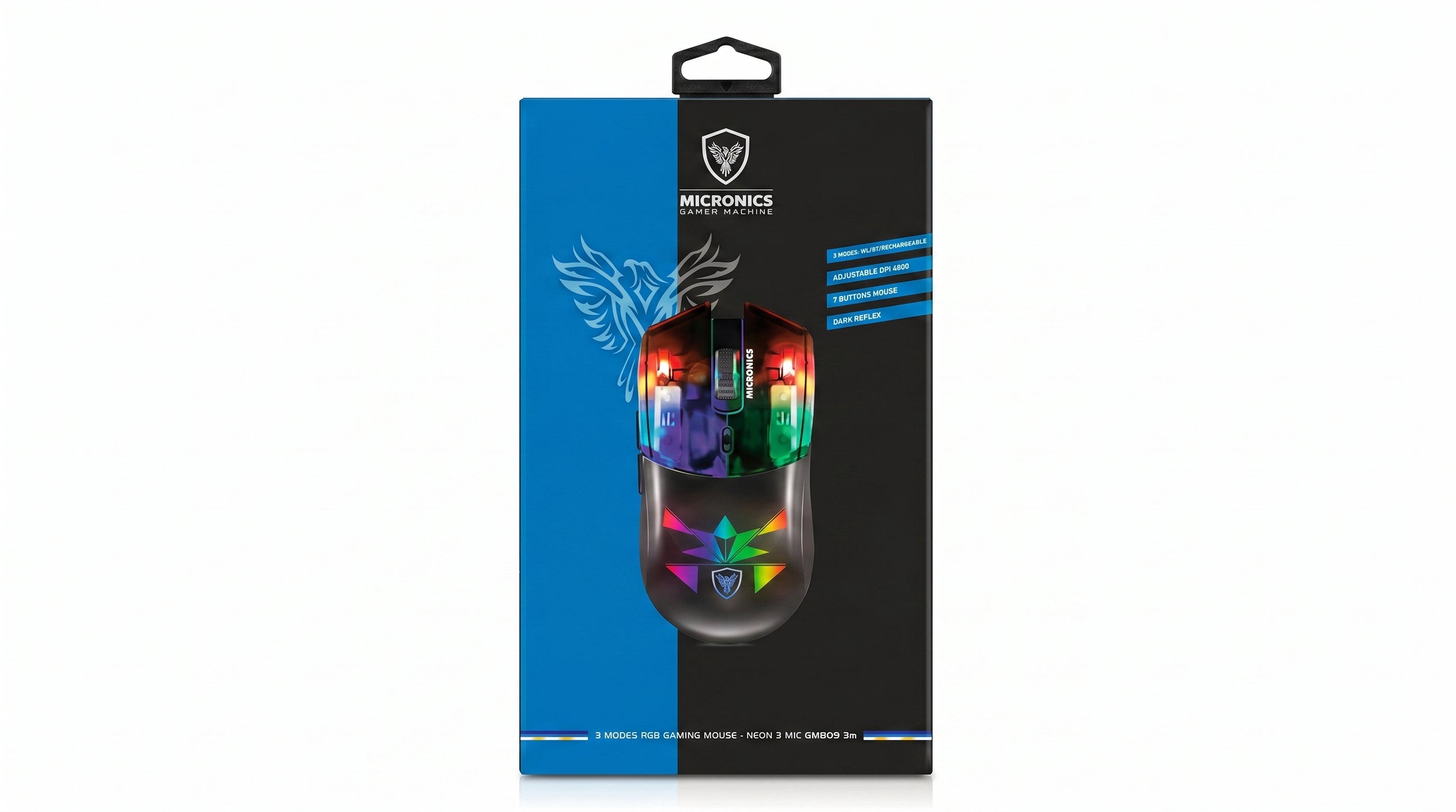 Mouse Gamer Inalámbrico Recargable GM809-3M Micronics USB wifi 4800DPI