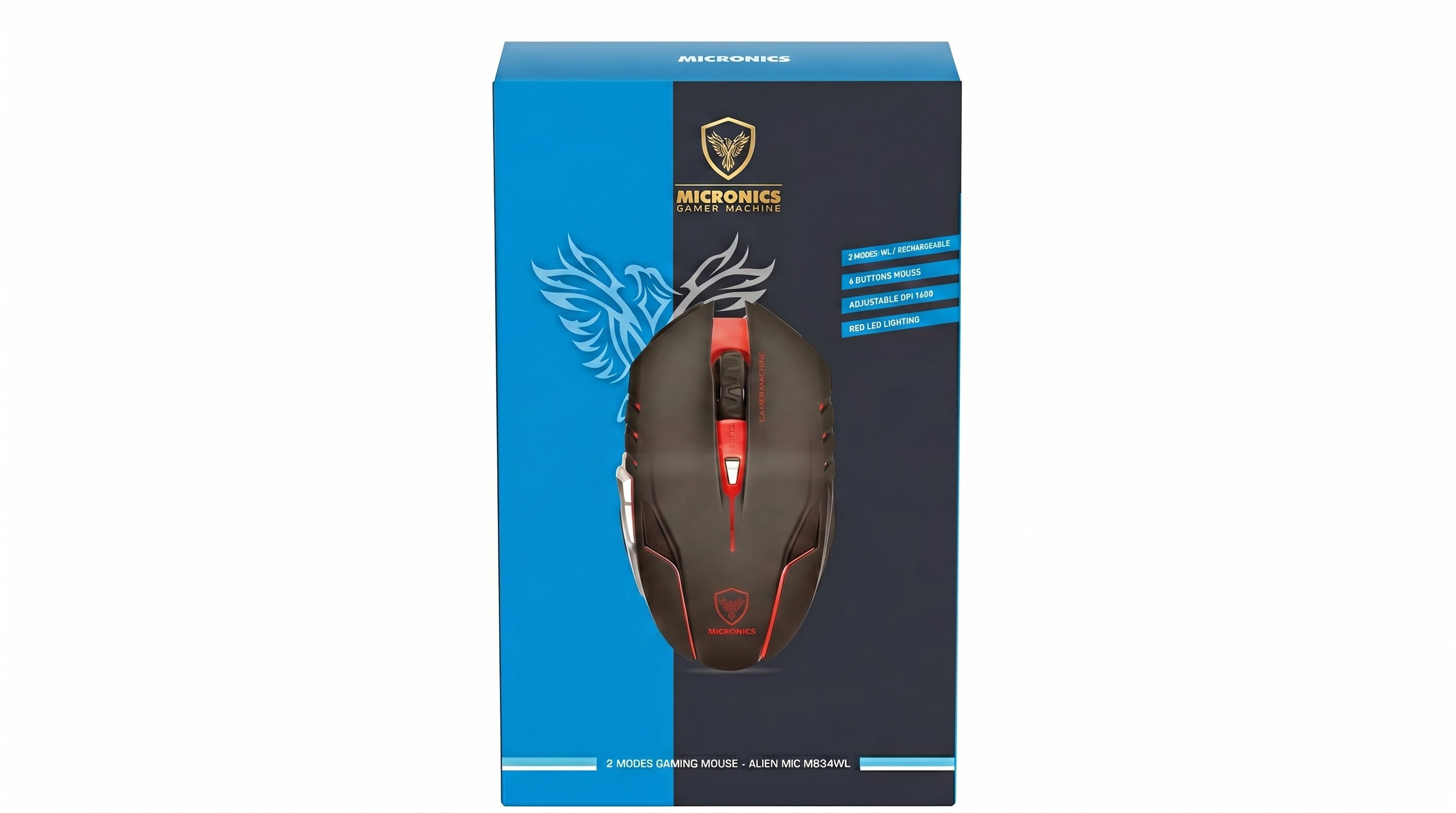 Mouse Gamer Inalámbrico Micronics Alien MIC M834WL - Negro